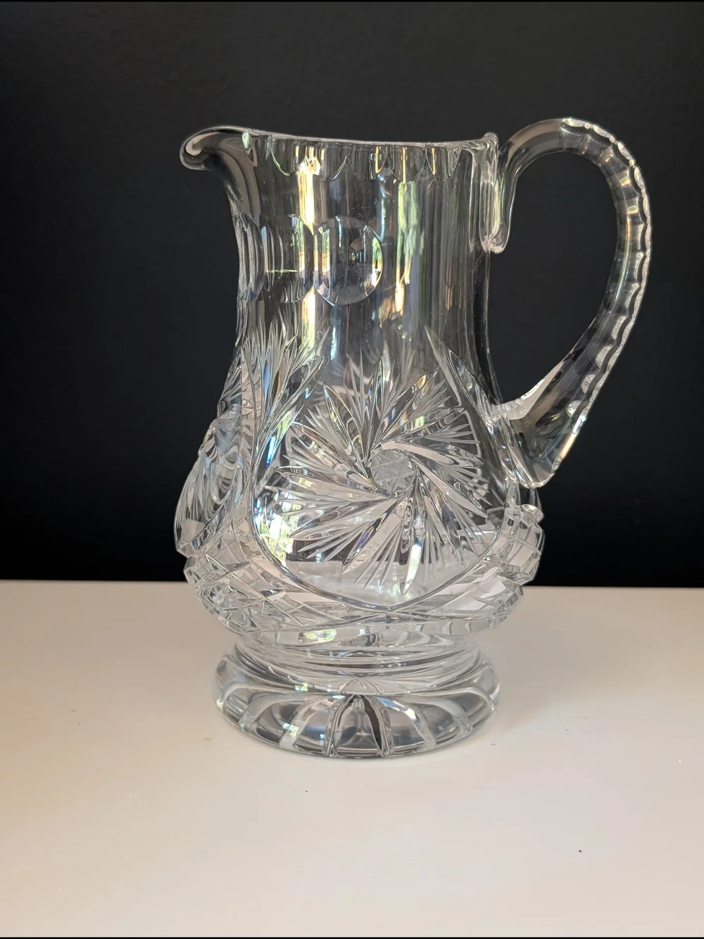 Cut Glass Crystal Pitcher - Clear